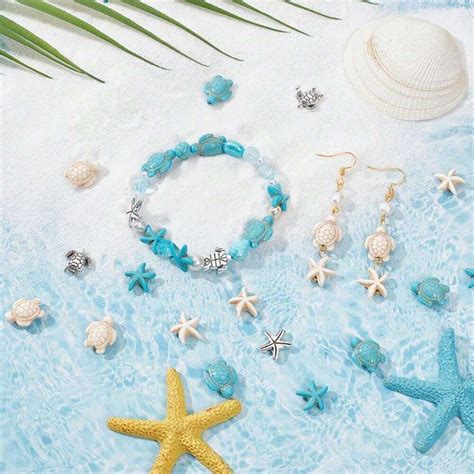 Diy น่ารัก ผสม โลหะผสม ชุดเครื่องประดับ พร้อม ประดิษฐ์ เทอร์คอยซ์ เต่า ปลาดาว สำหรับ
