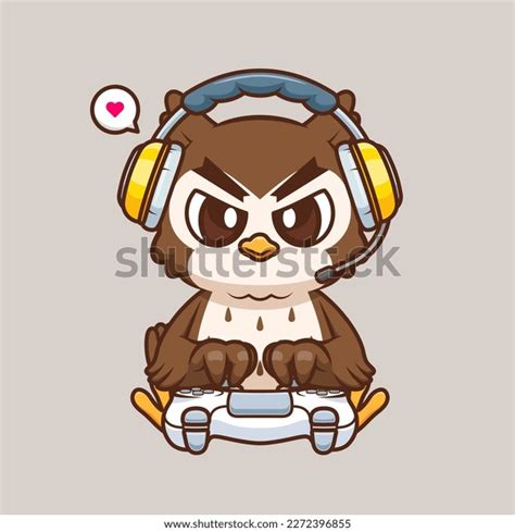 Cute Owl Gaming Cartoon Vector Icon Stock Vector (Royalty Free ...