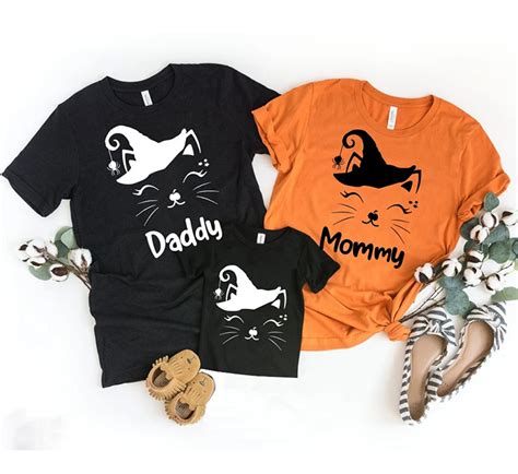 Футболки семейные на Хэллоуин Halloween cat - Футболка.ру