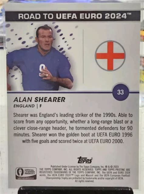 Topps Immacul E Road To Euro R Fracteur Violet Alan Shearer