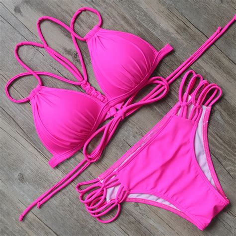 Sexy Hot Sale Backless Swimwear Women Sexy Push Up Bikinis Set Swimming Suit Female