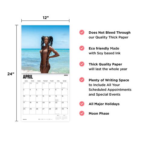 Buy 2022 Ebony Women Wall Calendar By Bright Day 12 X 12 Inch Hot Sexy Pinup Girls Swimsuit
