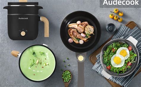 Amazon De Audecook Elektrische Hot Pot Und Dampfgarer L Tragbare Mini Antihaft Multikocher
