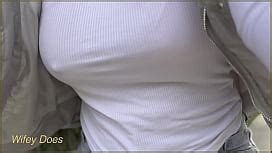 Wifey Shows Perfect Cleavage In This Tight White Sports Bra Check Out This Hot MILF Amazing