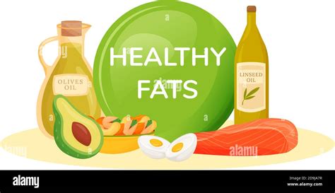 Foods Containing Healthy Fats Cartoon Vector Illustration Stock Vector