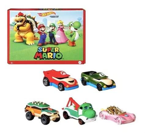 Hot Wheels Super Mario Bros 5 Set Coleccion Personajes Envío gratis