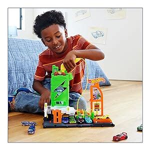 Amazon Hot Wheels City Track Set Super Recharge Fuel Station Playset With EV Chargers 1