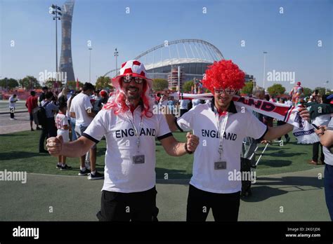 England fans outside of the stadium in Qatar, during the FIFA World Cup 2022. Picture date ...