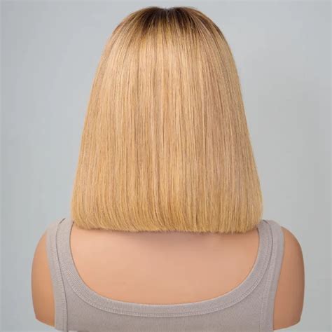 Glueless Ombre Honey Blonde Straight Bob Wig X Pre Cut Hd Lace Closure Short Wig Tinashe Hair