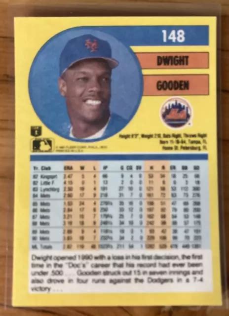 CARTE DWIGHT GOODEN 1991 Fleer 148 New York Mets MLB Livraison Gratuite