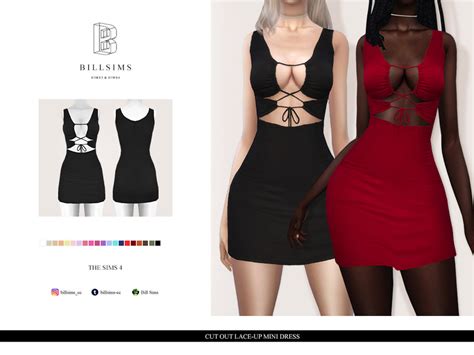 The Sims Resource Cut Out Lace Up Mini Dress