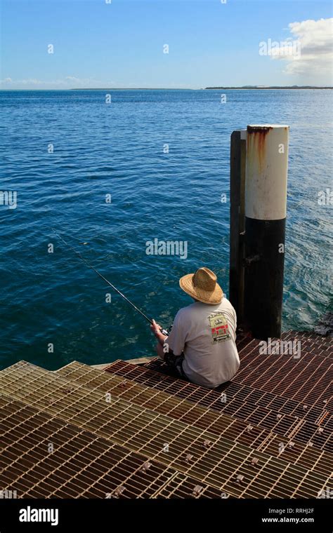 Old Man Fishing Stock Photo Alamy