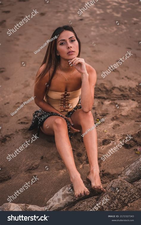 Fashion Posing Brunette Woman Swimsuit Pareo Stock Photo Shutterstock
