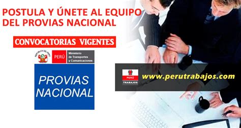 CONVOCATORIA PROVIAS NACIONAL 5 PLAZAS Empleos 2019