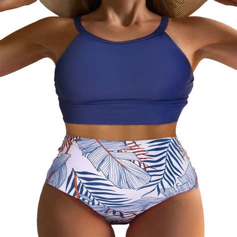 Leeyneer Womens Bikini Sets Pieces Swimsuits High Neck Bathing Suits Tummy Control Bikini