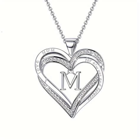 Hollow Heart Letter Decor Shiny Rhinestone Inlaid Pendant Temu United