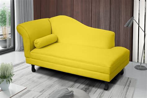 RECAMIER DIVÃ LARISSA LISO 140CM LADO ESQUERDO SUEDE AMARELO