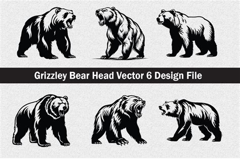 Grizzley Bear Head Mascot Silhouette Svg Bear Head Svgbear Etsy