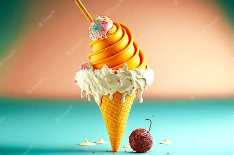 Premium Photo Refreshing Summer Dessert On Beach Most Delicious Ice Cream Cone