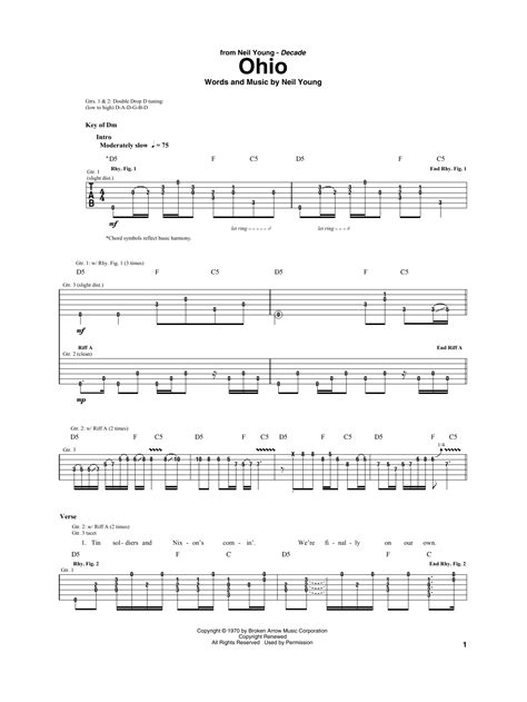 Ohio By Neil Young Guitar Rhythm Tab Guitar Instructor