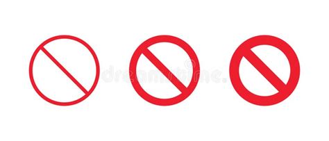 red prohibition icon set ban  stop symbol stock vector