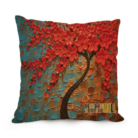 Decorative Cushion Covers 6060cm Cushion Cover Tree Cotton Linen Throw