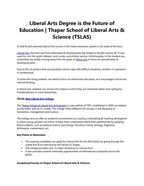 Liberal Arts Degree is the Future of Education | Thapar School of
