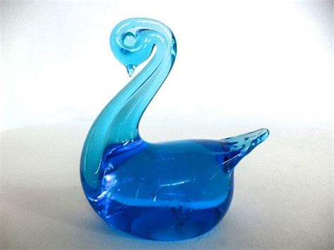 Swan Figurine Hand Blown Art Glass 4in Paperweight Cobalt Blue Etsy Glass Art Swan Figurine