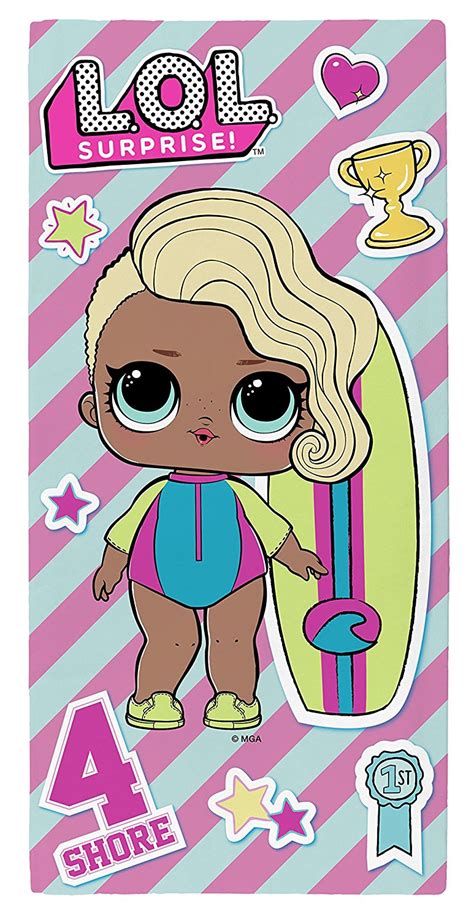 L O L Surprise Surfer Babe Multi Colour Printed Beach Towel 5060322095981