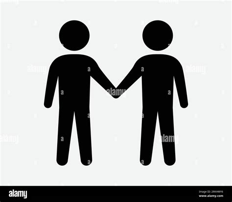 Stick Figure Hold Hand Icon Gay Couple Two Men Man Holding Relationship