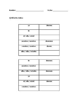 DORMIR Conjugation Worksheets | Present Tense | El verbo DORMIR by ...