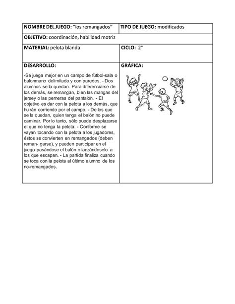 Fichero De Juegos Educaci N F Sica Para Imprimir Pdf