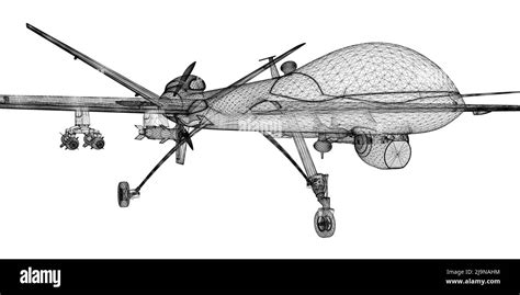 Unmanned Aerial Vehicle (UAV) , body structure, wire model Stock Photo ...