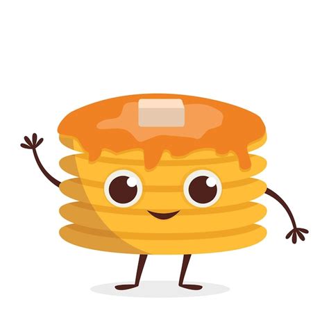 Premium Vector Cute Dessert Character Pancakes With Maple Syrup And