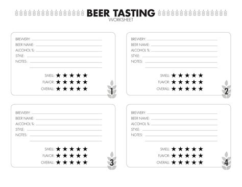 Beer Tasting Sheet Printable | TUTORE.ORG - Master of Documents