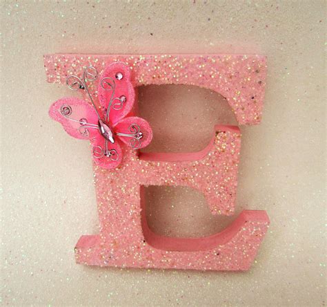 Custom name letter Pink glitter E Pink glitter letter