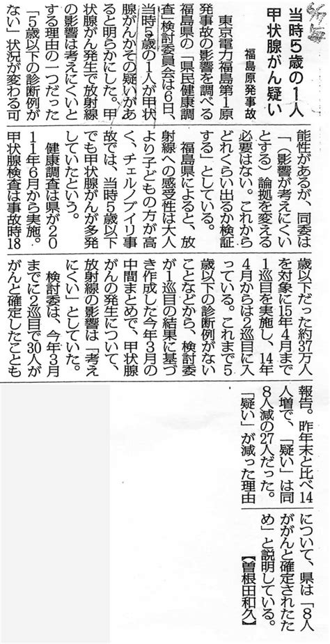 甲状腺がん（疑い含む）167人（2016215）→173人へ（2016年6月6日） 原発とめろ！新橋アクションのブログ