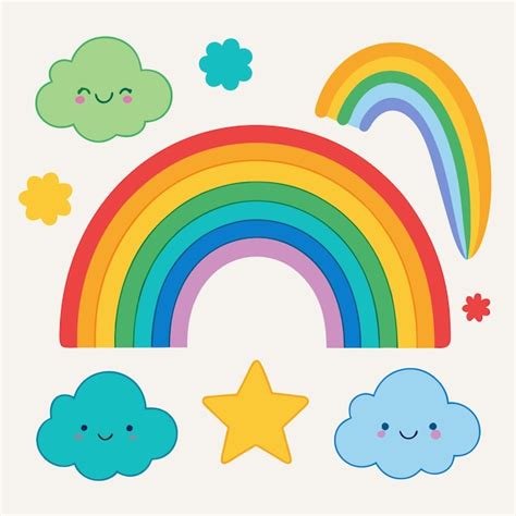 Un Arco Iris Con Diferentes Formas Y Formas Vector Premium Generado