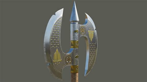 3d Model Battle Axe Gold Weapon All Pbr Unity Ue Textures Included Vr Ar Low Poly Cgtrader