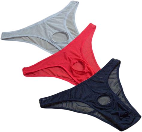 Khufuzi Mens In Pack Sexy Underwear Cool Briefs Ice Mesh G Strings Bikini Thongs Panties Gift