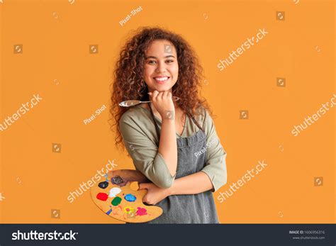 Beautiful Female Africanamerican Artist On Color Stock Photo 1606956316 ...