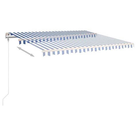 Toldo retrátil manual postes 4 5x3 m azul e branco Loja Sitio da