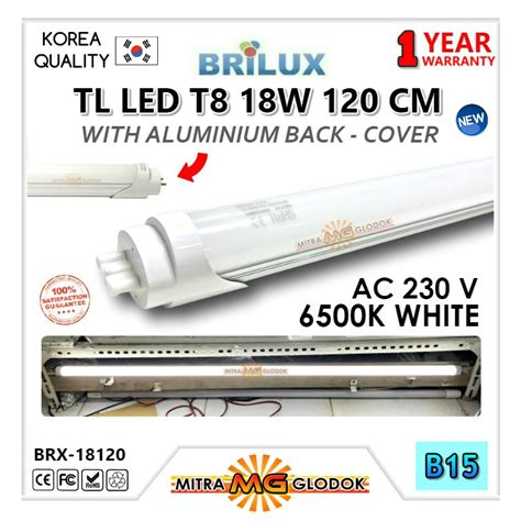 Jual LED NEON TL T8 TUBE 18W 120CM ALUMINIUM BACK COVER BRILUX HIGH