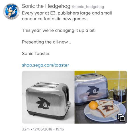 Sega Just Announced A Sonic Toaster Seriously Thesixthaxis