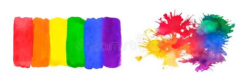 Watercolor Rainbow Flag Of Lgbt And Colorful Splashes Gay Lesbian Bisexual Transgender And
