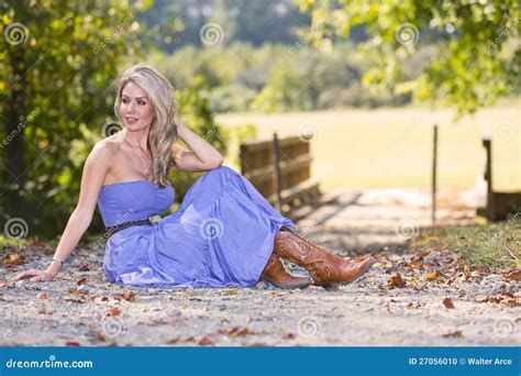 Blonde In Blue Dress Stock Photo Image Of Beauty Texas