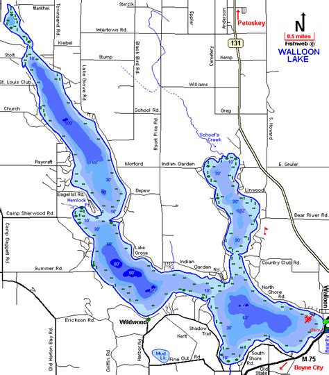 Walloon Lake Map Charlevoix County Michigan Fishing Michigan Interactive™