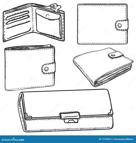 Vector Set Of Sketch Wallets Stock Vector Illustration Of Modern