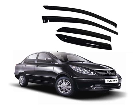 Kunj Autotech Door Visor Wind Rain Deflector Black Compatible For Tata