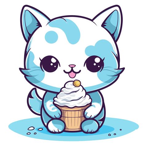 Linda Gato Comiendo Helado Ai Generado 24477884 PNG